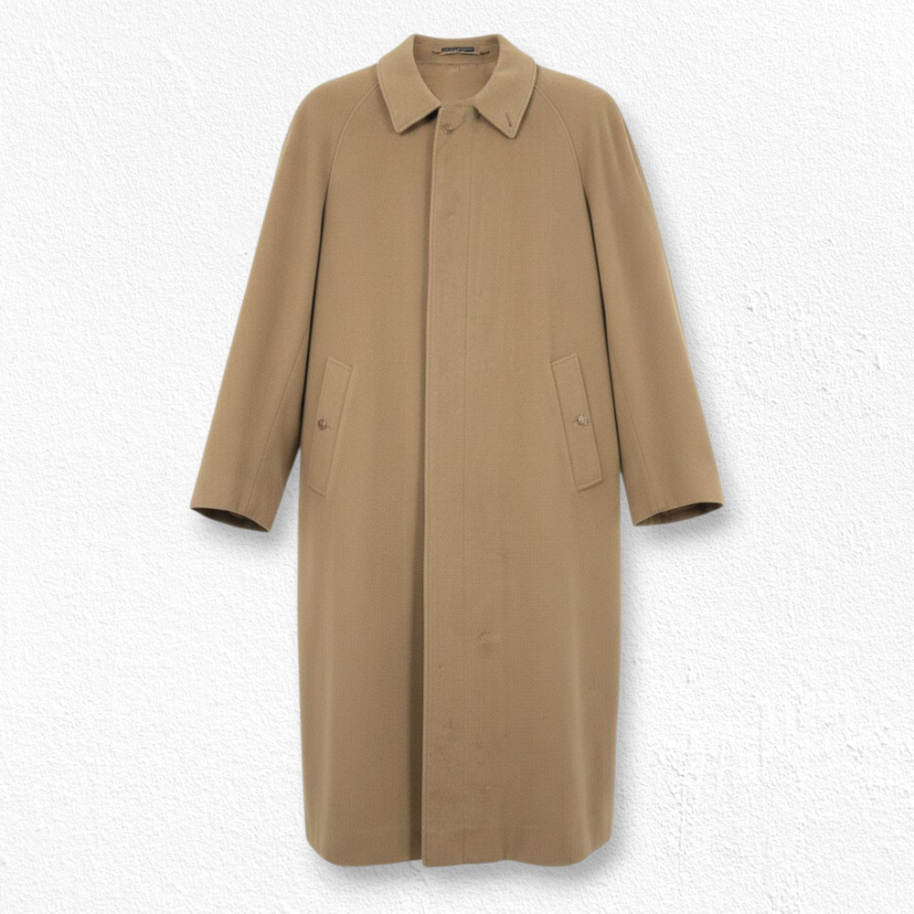 Vintage 70s Lodenfrey Camel Minimalist Overcoat West Germany Wool Mohair Coat XL